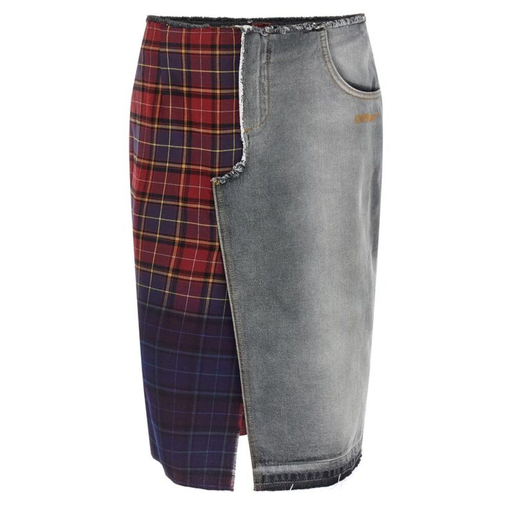 Off-White Multicolor Cotton Midi Women's Skirt